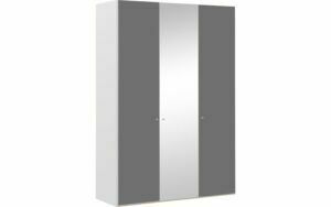 Afbeelding van een Goossens Kledingkast Easy Storage Ddk, Kledingkast 153 cm breed, 220 cm hoog, 2x glas draaideur en 1x spiegel draaideur midden