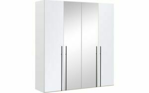 Afbeelding van een Goossens Kledingkast Easy Storage Ddk, Kledingkast 203 cm breed, 220 cm hoog, 2x glas draaideur en 2x spiegel draaideur midden