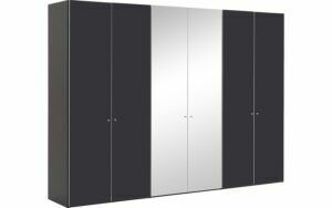 Afbeelding van een Goossens Kledingkast Easy Storage Ddk, Kledingkast 304 cm breed, 220 cm hoog, 4x draaideur en 2x spiegel draaideur midden
