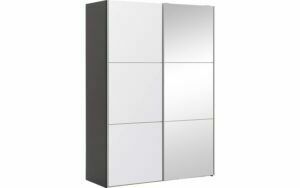 Afbeelding van een Goossens Kledingkast Easy Storage Sdk, 153 cm breed, 220 cm hoog, 1x 3 paneel glas schuifdeur li en 1x 3 paneel spiegel schuifdeur re