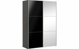 Afbeelding van een Goossens Kledingkast Easy Storage Sdk, 153 cm breed, 220 cm hoog, 1x 3 paneel glas schuifdeur li en 1x 3 paneel spiegel schuifdeur re