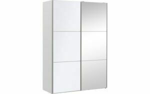 Afbeelding van een Goossens Kledingkast Easy Storage Sdk, 153 cm breed, 220 cm hoog, 1x 3 paneel glas schuifdeur li en 1x 3 paneel spiegel schuifdeur re