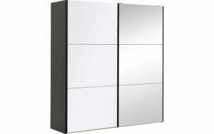 Afbeelding van een Goossens Kledingkast Easy Storage Sdk, 203 cm breed, 220 cm hoog, 1x 3 paneel glas schuifdeur li en 1x 3 paneel spiegel schuifdeur re