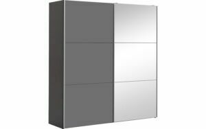 Afbeelding van een Goossens Kledingkast Easy Storage Sdk, 203 cm breed, 220 cm hoog, 1x 3 paneel glas schuifdeur li en 1x 3 paneel spiegel schuifdeur re