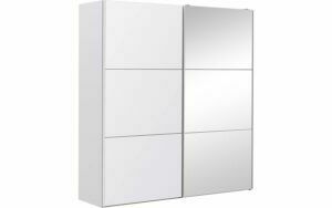 Afbeelding van een Goossens Kledingkast Easy Storage Sdk, 153 cm breed, 220 cm hoog, 1x 3 paneel glas schuifdeur li en 1x 3 paneel spiegel schuifdeur re