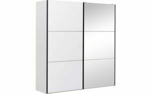 Afbeelding van een Goossens Kledingkast Easy Storage Sdk, 153 cm breed, 220 cm hoog, 1x 3 paneel glas schuifdeur li en 1x 3 paneel spiegel schuifdeur re