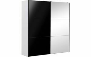 Afbeelding van een Goossens Kledingkast Easy Storage Sdk, 203 cm breed, 220 cm hoog, 1x 3 paneel glas schuifdeur li en 1x 3 paneel spiegel schuifdeur re