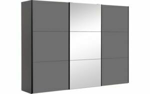 Afbeelding van een Goossens Kledingkast Easy Storage Sdk, 303 cm breed, 220 cm hoog, 2x 3 paneel glas schuifdeuren en 1x 3 paneel spiegel schuifdeur midden