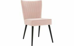 Afbeelding van een Goossens Eetkamerstoel Rob roze velvet stof leuning, urban industrieel