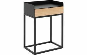 Afbeelding van een Goossens Nachtkastje Vide, Met blad en lade 45 cm b x 65 cm h x 30 cm d met onderstel metaal zwart ral 9005