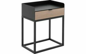 Afbeelding van een Goossens Nachtkastje Vide, Met blad en lade 45 cm b x 65 cm h x 30 cm d met onderstel metaal zwart ral 9005