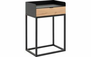 Afbeelding van een Goossens Nachtkastje Vide, Met blad en lade 45 cm b x 55 cm h x 30 cm d met onderstel metaal zwart ral 9005