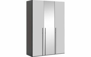 Afbeelding van een Goossens Kledingkast Easy Storage Ddk, Kledingkast 153 cm breed, 220 cm hoog, 2x glas draaideur en 1x spiegel draaideur midden