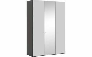 Afbeelding van een Goossens Kledingkast Easy Storage Ddk, Kledingkast 153 cm breed, 220 cm hoog, 2x glas draaideur en 1x spiegel draaideur midden