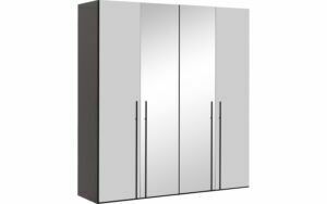 Afbeelding van een Goossens Kledingkast Easy Storage Ddk, Kledingkast 203 cm breed, 220 cm hoog, 2x glas draaideur en 2x spiegel draaideur midden