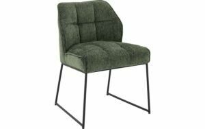 Afbeelding van een Goossens Eetkamerstoel Ronnie groen stof leuning, elegant chic