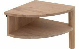 Afbeelding van een Goossens Aanhaaktafel Roll, met ronding, open vak, op 1 poot, rechts