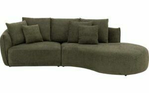 Afbeelding van een Goossens Bank Fay groen, stof, 1,5-zits, stijlvol landelijk met chaise longue rechts