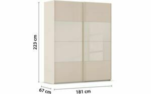 Afbeelding van een Goossens Kledingkast Finca Combi Glans-mat Glas, Slaapkamerkast 180 cm breed, 223 cm hoog, 2x 4 paneel (glas met glas mat combinatie) schuifdeuren