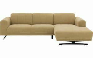 Afbeelding van een Goossens Bank Mellow geel, stof, 2-zits, stijlvol landelijk