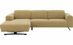 Afbeelding van een Goossens Bank Mellow geel, stof, 2-zits, stijlvol landelijk