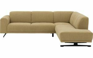 Afbeelding van een Goossens Bank Mellow geel, stof, 2,5-zits, stijlvol landelijk