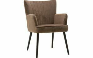 Afbeelding van een Goossens Eetkamerstoel Rob bruin velvet stof met armleuning, urban industrieel