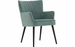 Afbeelding van een Goossens Eetkamerstoel Rob groen velvet stof met armleuning, urban industrieel