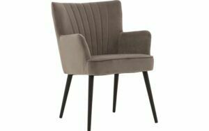 Afbeelding van een Goossens Eetkamerstoel Rob grijs velvet stof met armleuning, urban industrieel