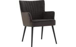 Afbeelding van een Goossens Eetkamerstoel Rob bruin velvet stof met armleuning, urban industrieel