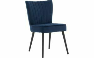 Afbeelding van een Goossens Eetkamerstoel Rob blauw velvet stof leuning, urban industrieel