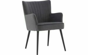 Afbeelding van een Goossens Eetkamerstoel Rob antraciet velvet stof met armleuning, urban industrieel