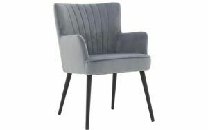 Afbeelding van een Goossens Eetkamerstoel Rob blauw velvet stof met armleuning, urban industrieel