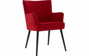 Afbeelding van een Goossens Eetkamerstoel Rob rood velvet stof met armleuning, urban industrieel