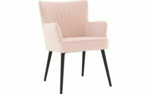 Afbeelding van een Goossens Eetkamerstoel Rob roze velvet stof met armleuning, urban industrieel