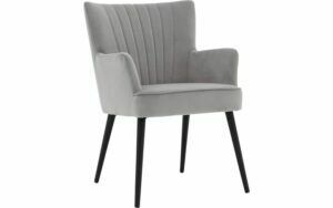 Afbeelding van een Goossens Eetkamerstoel Rob grijs velvet stof met armleuning, urban industrieel