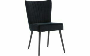 Afbeelding van een Goossens Eetkamerstoel Rob zwart velvet stof leuning, urban industrieel