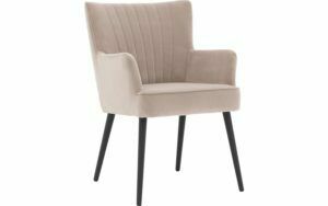 Afbeelding van een Goossens Eetkamerstoel Rob lichtgrijs velvet stof met armleuning, urban industrieel