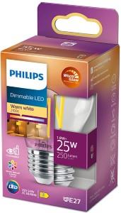 Afbeelding van een Philips LED kogel E27 2.5-25W filament helder WarmGlow blister - 5101534
