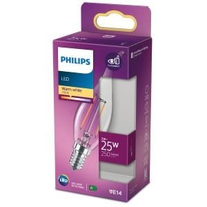 Afbeelding van een Philips LED tipkaars E14 2-25W 2700K filament helder blister - 5100554
