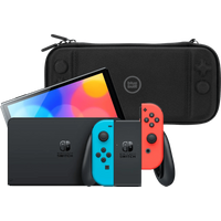 Afbeelding van een Nintendo Switch OLED Blauw/Rood + BlueBuilt Beschermhoes