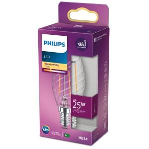 Afbeelding van een Philips LED kaars gedraaid E14 2W-25W 2700K filament helder blister - 5100541
