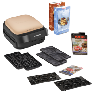Afbeelding van een Tefal Tosti- En Wafelapparaat Abrikoos + Donutplaten Xa8011 Keuken Bundel