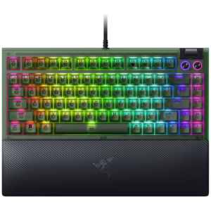 Afbeelding van een Razer Blackwidow V4 75% - Phantom Green Ed. Us Layout Bedraad Gamingtoetsenbord Zwart