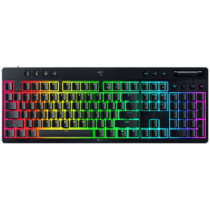 Afbeelding van een Razer Blackwidow V4 Low-profile Hyperspeed (green Switch) - Us Layout Bedraad En Draadloos Gamingtoetsenbord Zwart