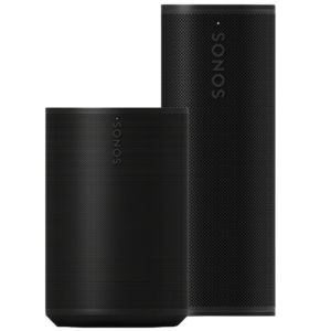 Afbeelding van een Sonos Era 100 Sl Multiroom-speaker + Roam 2 Bluetoothspeaker Zwart Audio Bundle