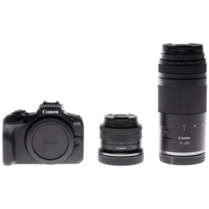 Afbeelding van een Canon Eos R100 Bk + Rf-s18-45 Rf75-300mm R Systeem
