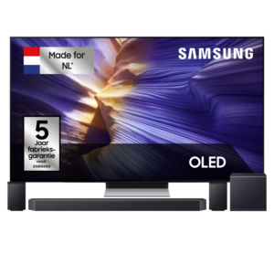 Afbeelding van een Samsung S90f Oled 4k Tv 77" (2025) + Samsung Q-series Hw-q990f/xn Soundbar Tv-bundel