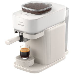 Afbeelding van een Philips Baristina - Bar305/00 Semi-automatische Espressomachine Pistonmachine Koffiemachine Met Bonen Wit