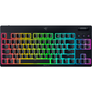 Afbeelding van een Razer Blackwidow V4 Low Profile Tenkeyless Hyperspeed Gaming Keyboard (green Switch) - Us Qwerty Layout Bedraad En Draadloos Gamingtoetsenbord Zwart